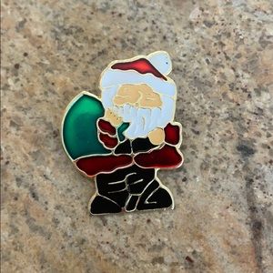 Vintage Enameled Santa Christmas Pin